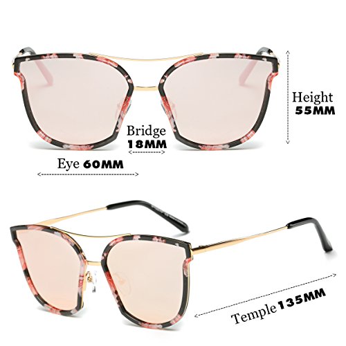 Dasein Classic Polarized Sunglasses for Women 100% UV Protection (Black-Pink/Gray)3