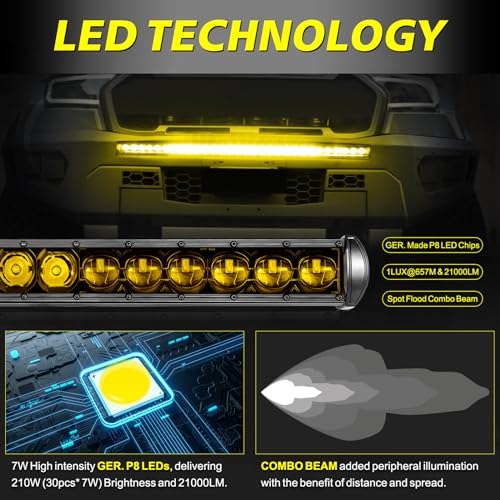 Image of 40 Inch Amber Single Row LED Light Bar w /Wiring Kit & Cover