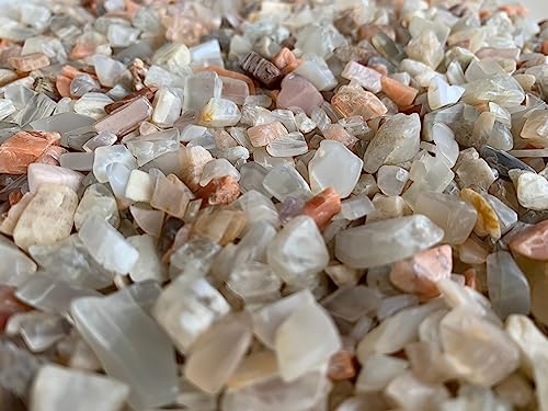 Image of Natural Semi Tumbled Moonstone Chips - Crushed Mini Crystals, Undrilled Gemstone Chips (2 Oz Lot)