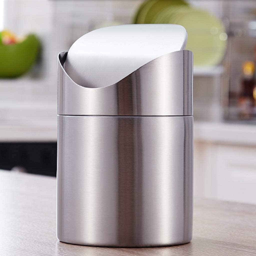 Mülleimer Badezimmer-Mülleimer, Schaukeltyp, Haushalt, Runder Edelstahl-Flip-Mülleimer, Schlafzimmer Mit Abdeckung Abfall & Recycling Küche