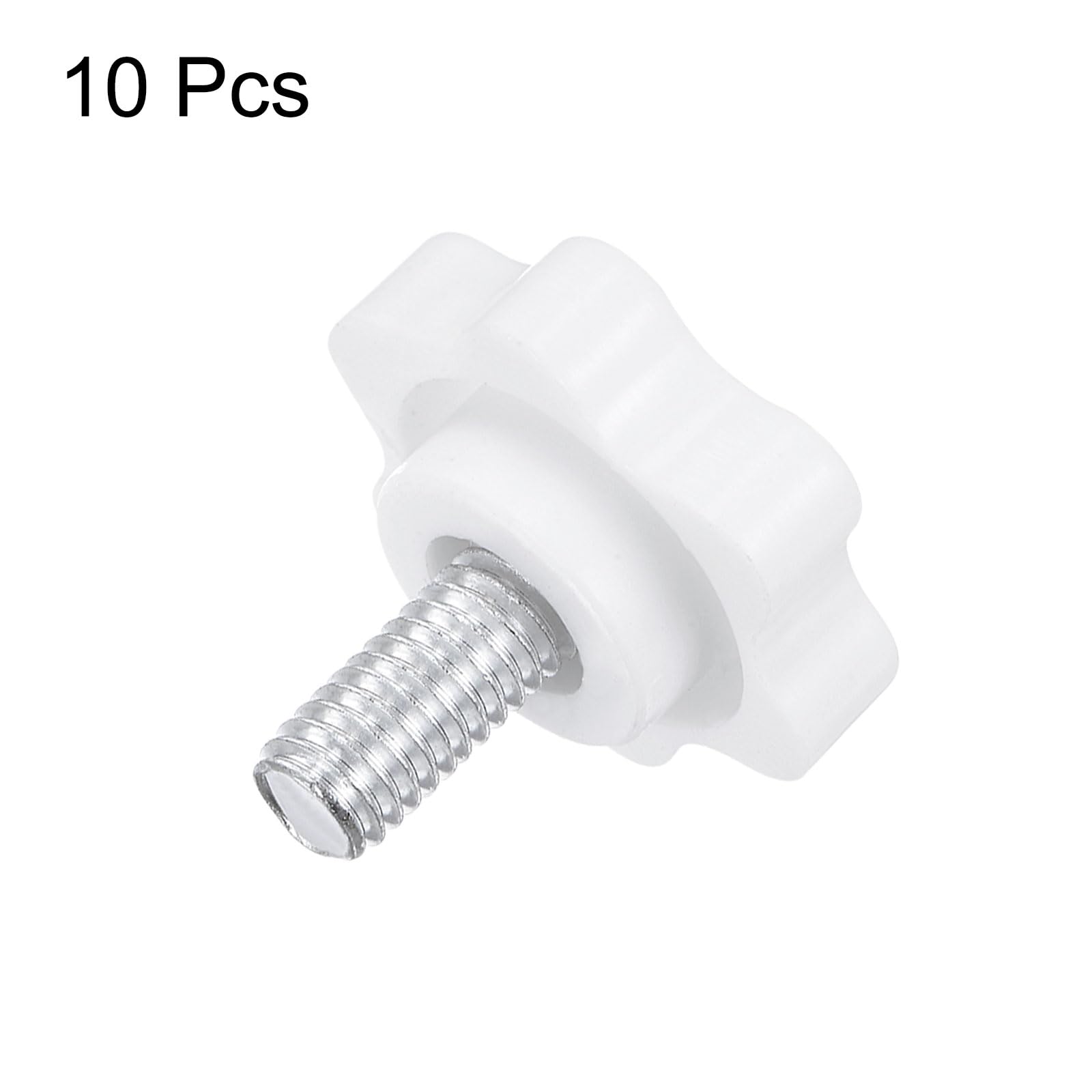 Sourcing Map 4 Pomelli A Stella M10 Filettatura Femmina 48 Mm Testa In Plastica Foro Passante In Ottone Maniglie Di Serraggio Filettate Manopole A Mano, Nero - Foto 2