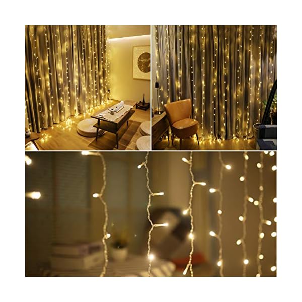 JOLVVN LED Lichtervorhang 3x3m,300 LED Innen Lichterkette Vorhang 8 Modi Lichterketten für Partydekoration spezialle… – Bild 8