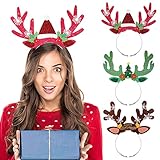 Amosfun Christmas Reindeer Headbands Deer Antlers Headband Costume Hair Hoop with Ears Headwear Accessories for Christmas Halloween Masquerade Cosplay Party Gift 9PCS