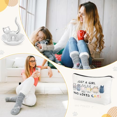 Image of Newtay 3 Pcs Valentines Day Gifts for Women, Ring Holder Makeup Bag Fuzzy Socks with Grippers, Cute Gifts for Holiday