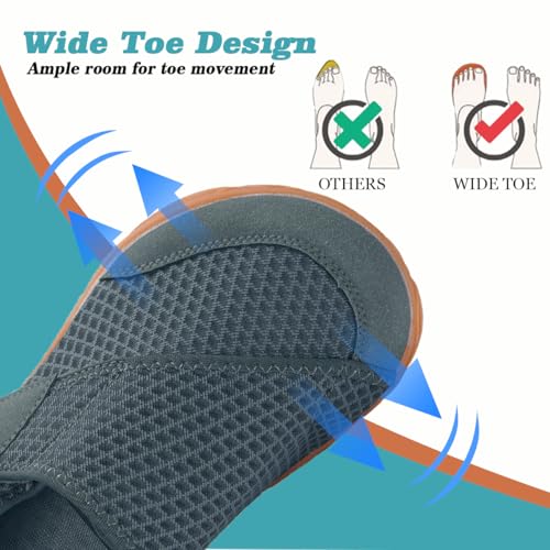 Image of Men's Women's Wide Diabetic Shoes Barefoot Diabetic Slippers Arthritis Edema Swollen Feet Adjustable Orthopedic Walking Shoes Closed Toe Lightweight Breathable with Arch Support for Indoor Outdoor
