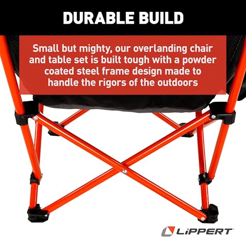 Image of Lippert Baja Overlanding 3-Piece Chair & Table Set, 600-Denier Polyester Folding Chairs, Dual Cupholders, Innovative Scoop for Ultimate Comfort, Fold-up Convenience - 2023053719