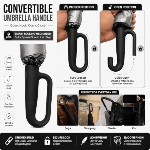 Image of Vasukie Compact Travel Umbrella with Ergonomic C-Shaped Handle, Wind Resistant Folding Umbrella for Men & Women, Lightweight Portable Umbrella for Travel, Office & Daily Use