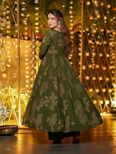 Image of ANNI Designer Women's Viscose Blend Umbrella Style Printed Kurta Palazzo with Dupatta | Stylish Kurta Set for Women | Elegant Palazzos & Dupatta Set | Traditional Ethnic Wear