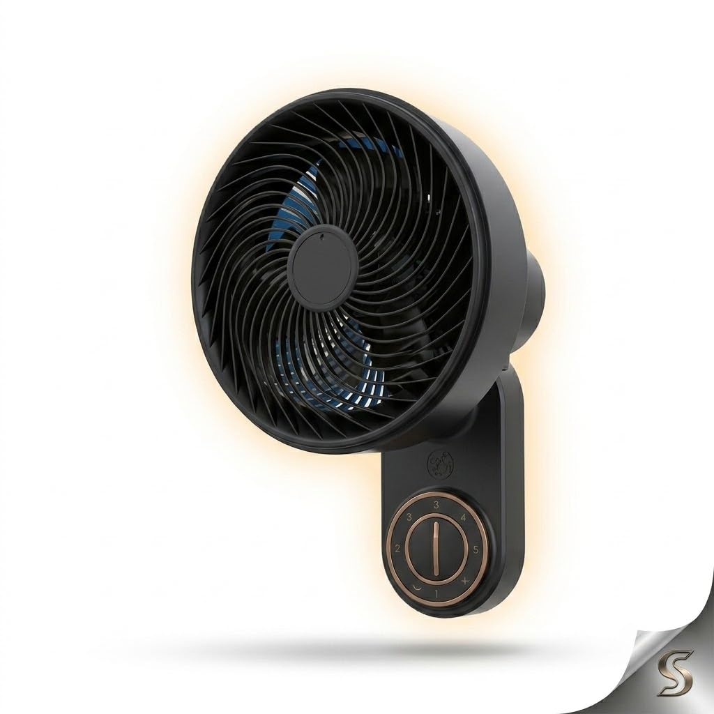 LoLek Spark Ventilador de Pared Turbo de 25,4 cm, 90W, 5 Velocidades, Motor Silencioso, Función Oscilante