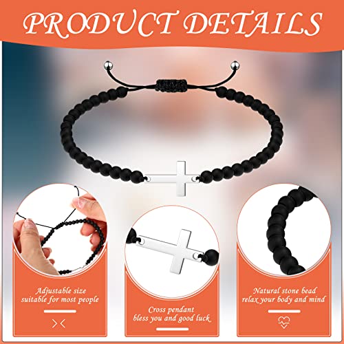 Fumete 16 Pcs Cross Bead Bracelet Bulk for Women Men 4mm Beaded Christian Bracelet Bible Verse Religious Jewelry for Church3
