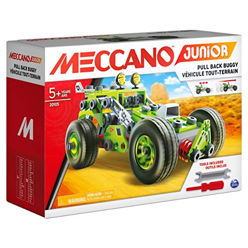 BANDAI - Meccano Junior La Mia Auto a Retro Frizione - Kit di Costruzione 138 pezzi, motore retro-frizione, attrezzi, istruzioni - Kit Attività assemblaggio auto - Giocattolo Bambini 8+ - APM19102