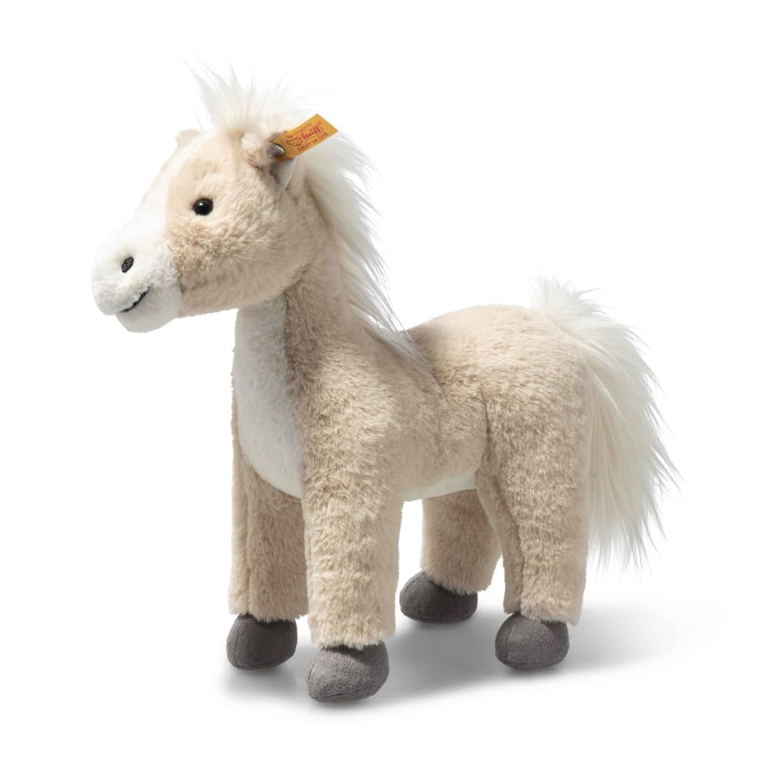 Steiff Peluche Cavallo Gola, dolce animale di stoffa con occhi in plastica per bambini e bambine, Friends, pupazzo di 27 cm, beige, 074318