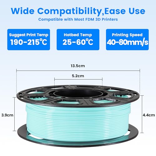Image of MIKA3D 8 Spools 1.75mm 3D Printing Filament PLA Bundle, 3D Printer PLA Red Orange Yellow Lime Green Cyan Blue Purple White 8 Beautiful Popular Bright Colors, 0.25kg /Spool, Total 2kg PLA