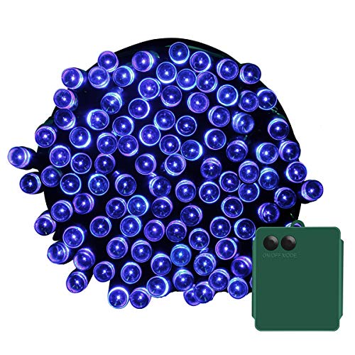 Yasolote 10M Guirnalda de Luces de Pilas 8 Modos 100 LED Cadena de Luces Exterior e Interior Impermeables para Decorar Patio, Jardín, Terraza, Boda, Fiesta, Navidad (Colores) (Azul)