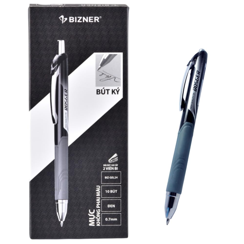 FLEXOFFICE, Gel Pens, Black Ink, 0.5mm fine point, 10 Count pack, Quick Smooth Writing, for School, Office supplies(BIZ-GEL24）