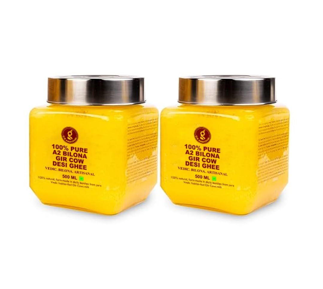 Gir Amritphal - Pure Organic A2 Gir Cow Desi Ghee | Premium and Traditional Vedic Bilona Method | Natural | Healthy and Immunity Booster | Glass Bottle 500ML (COMBO) (B09MSB7ZK8) Amazon Price History, Amazon Price Tracker