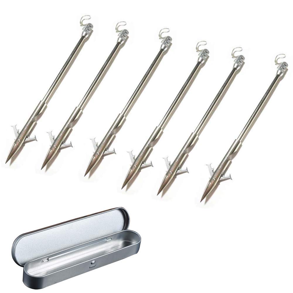 6pcs Fishing Broadheads Bowfishing Stainless Steel Arrows Hunting Arrow Tips for Hunting Pro Slingshot Catapult Target Game