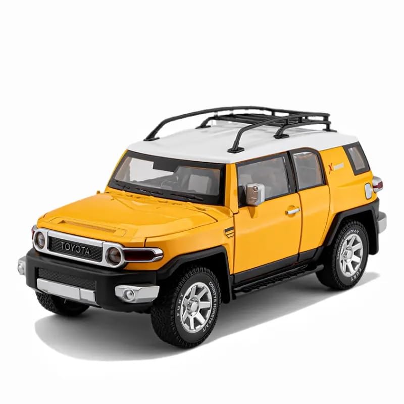 Image of 1:24 Scale Big TOYATO FJ Cruiser Diecast Car | Metal Pullback Toy Car for Kids with Openable Doors, Sound, Light Effects, Yellow