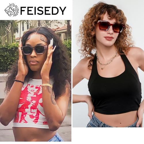 Image of FEISEDY Vintage Small Sunglasses Oval Slender Metal Frame Candy Colors B2277