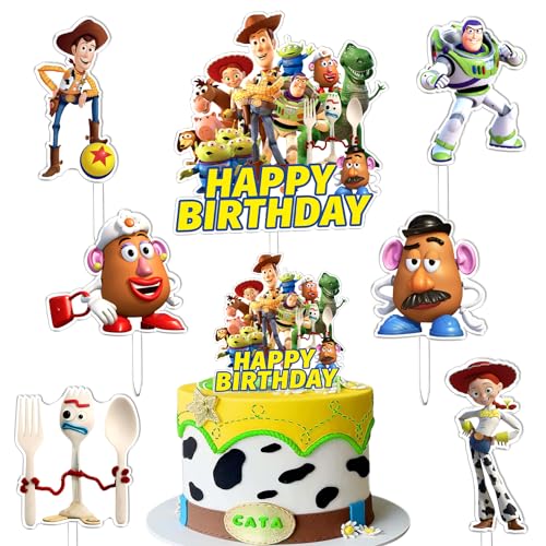 7 Piezas Cake Topper Story, Decoración Tarta Story, Decoracion Cupcake, Decoracion Cumpleaños, Artículos de Fiesta, Niños y Niñas, Material Acrílico, para Fiesta Cumpleaños, Baby Shower