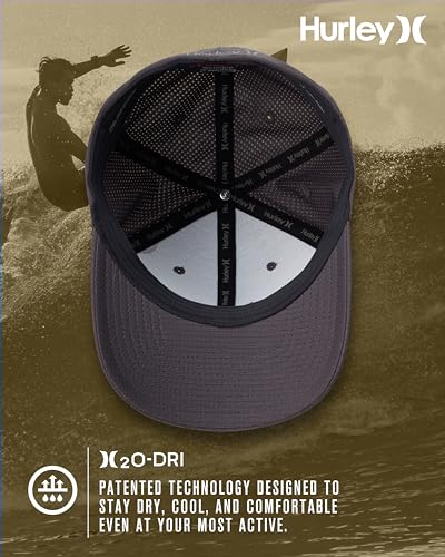 Image of Hurley Men's Baseball Cap - Lightweight Curved Bill H2O Dri Fitted Caps for Men