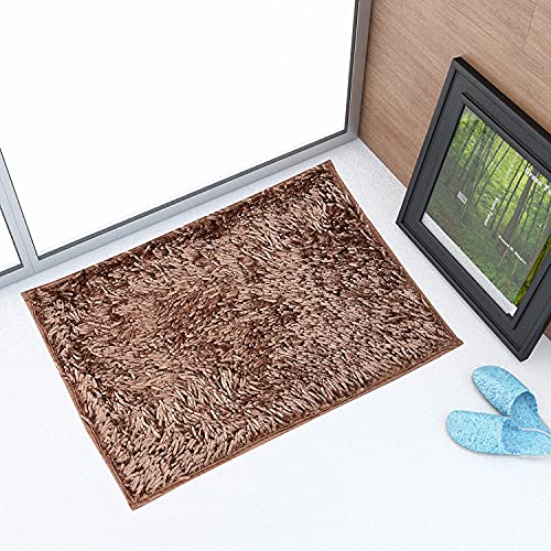 Image of CASA-NEST Premium Anti Skid Bath Mat,Super Soft Doormat,Shaggy Microfiber,Washable,Size=16x24 inch,Color-Brown