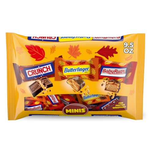 Butterfinger, CRUNCH and Baby Ruth Minis Halloween Candy Bars Bulk, 9.5 oz | Halloween candy bulk individually wrapped, mini candy bars variety pack for trick-or-treating, office sharing & parties - image 1