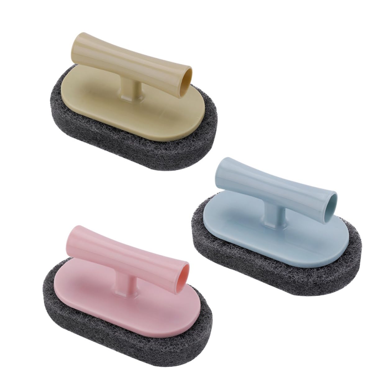 OHPHCALL Sponge Brush Set 3 Pcs Strong Decontamination Cleaning Brush Bathtub Scrubber Kitchen Bathroom Random Color
