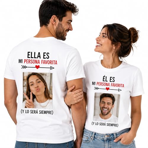 Camiseta Personalizada Foto Texto para Hombre y Mujer Camisetas Personalizadas 100% Algodón | Diseña Tu Propia Camiseta Doble Cara para Regalo, Cumpleaños, Empresa, Despedida (Blanco)