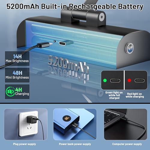 Image of AIFEI 5200mAh Picture Lights for Wall: Up to 48H Artwork Lighting | 6H Fast Charging for Living Room Hallway - Remote Timer Memory - Wireless Installation - 16 Inch - Black