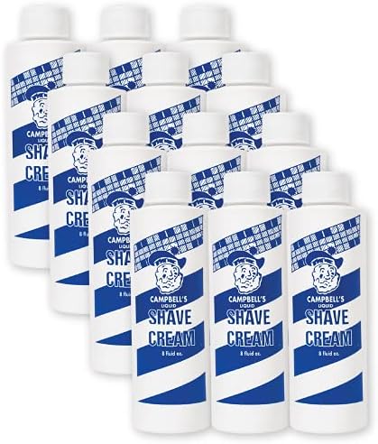 Campbell’s Liquid Shave Cream Lather, Barber Shaving Cream Lather, Professional Shaving Supplies and Products, 8 Ounces, (Pack of 12)