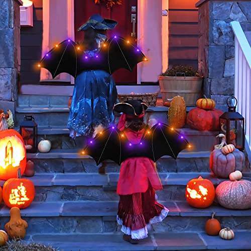 Camlinbo 12Led Halloween Black Bat Wings Costume,Orange Purple Lights Vampire Halloween Costume Accessory #TOP4