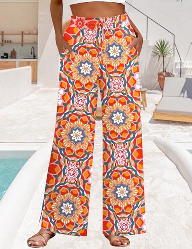 Wide Leg Pants for Women High Waisted Long Palazzo Trousers with Pockets Flowy Casual Beach Pants2