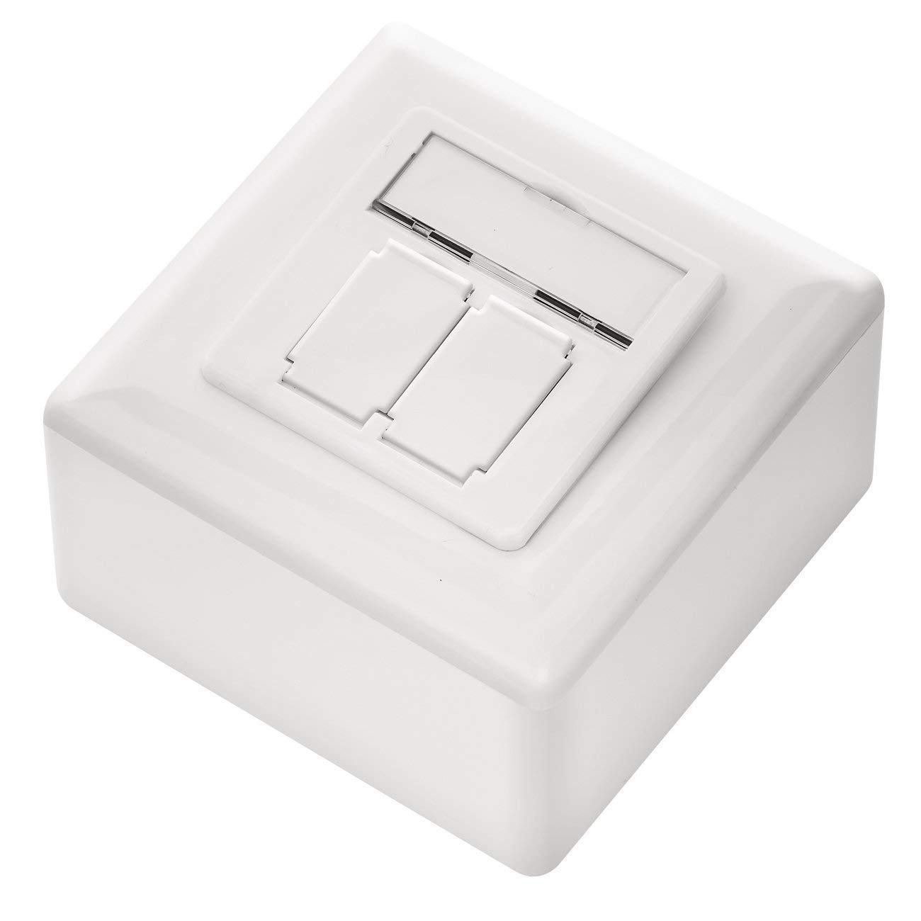 deleyCON 5x CAT 6a Universale Presa di Rete - 2x Porta RJ45 - Schermato - Superficie o Filo - 10 Gigabit Ethernet Rete - EIA/TIA 568A&B - Bianco
