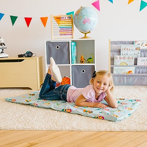 Image of Wildkin Kids Cotton Nap Mat Cover for Girls - Soft Replacement Cover with Sewn-in Flap, Fits 1.5 inch Vinyl Sleep Mats, Machine Washable, Daycare & Preschool, Ages 2-6 - Mermaids