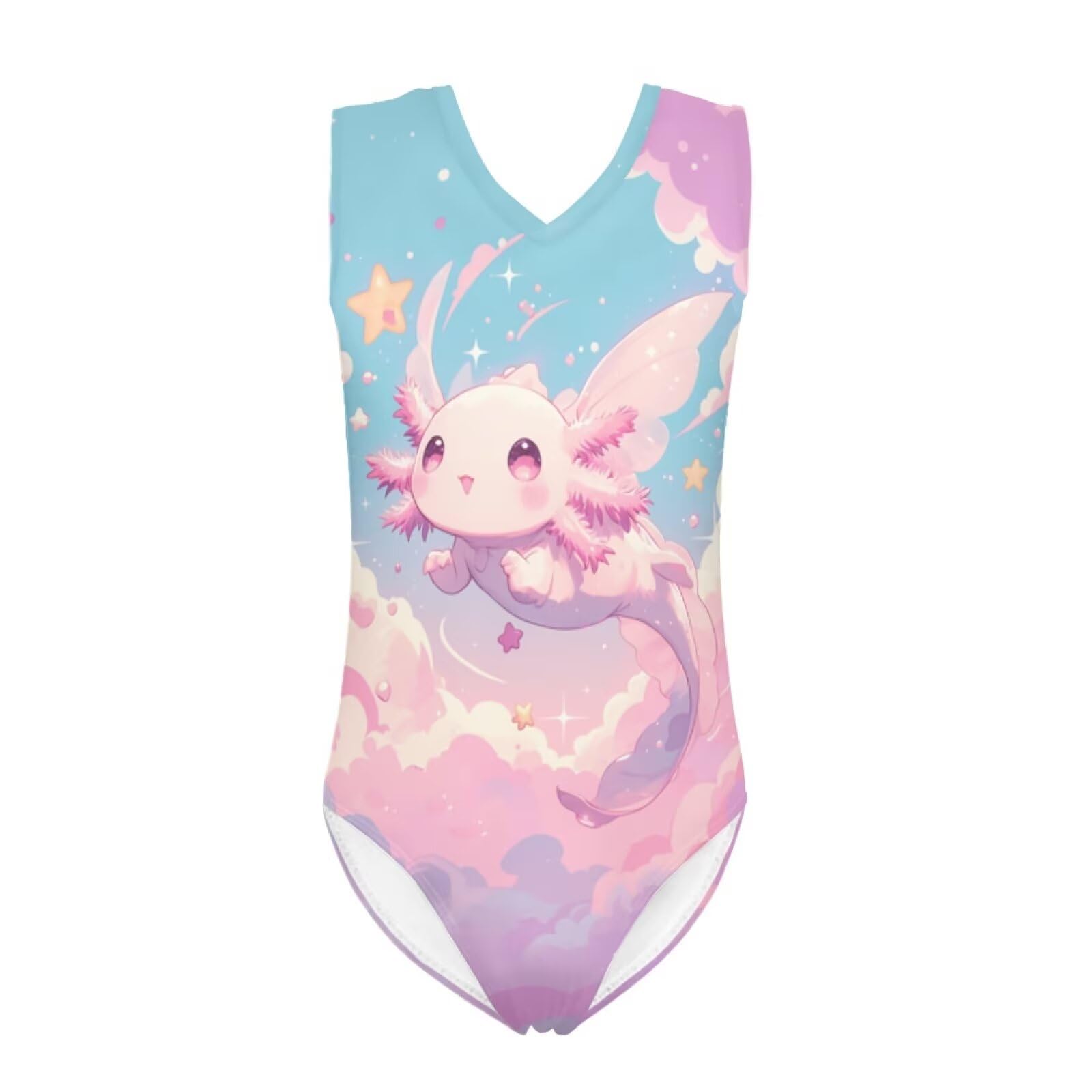 Girls Swimsuits Size 3-14 Kids Summer Sleeveless One Piece Bathing Suit Beach V-Neck