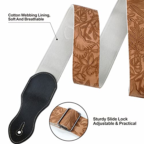 Nefelibata Sangle de guitare, 2,3 pouces style Porter en cuir sculpté avec des extrémités en cuir de haute qualité, 60s Western Style Vintage, Guitar Pick, Strap Button et Strap Lock - Les Beatles, Paul McCartney, John Lennon, RIngo Starr, George Harrison Nefelibata Sangle de guitare, 2,3 pouces style Porter en cuir sculpté avec des extrémités en cuir de haute qualité, 60s Western Style Vintage, Guitar Pick, Strap Button et Strap Lock – Image 5