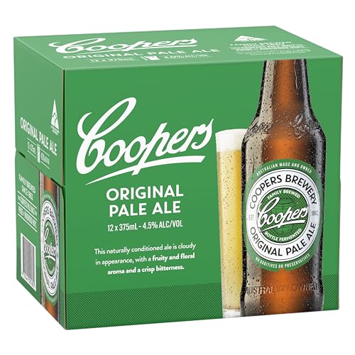 Coopers Original Pale Ale - Case 12 x 375ml, 4.5% bottles | Unfiltered Australian Ale | Vegan Ale | Natural Ingredients: water, barley, malt & hops