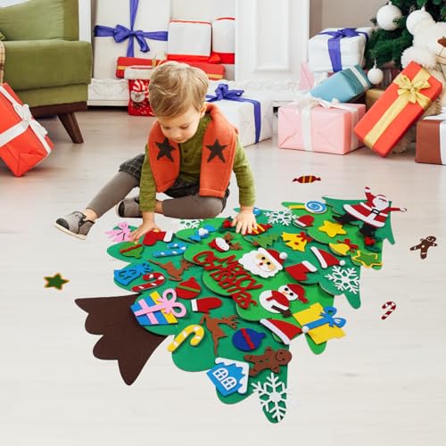 Felt Christmas Tree Set forToddlers and Adult, 3ft Indoor Christmas Decorations with String Lights, 38 pcs Wall Hanging Decorations Felt Craft Kits... - Image 5