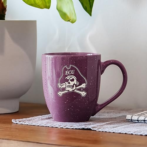 Image of Rico Industries NCAA East Carolina Pirates Purple Personalized 16 oz Team Color Laser Engraved Speckled Ceramic Coffee Mug