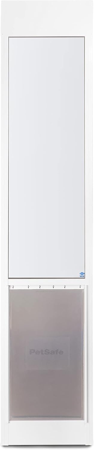 PetSafe 1-Piece Sliding Glass Pet Door for Dogs & Cats - Adjustable Height 75 7/8" to 80 11/16" X-Large, White, No-Cut Install, Aluminum Patio Panel Insert, Great for Renters or Seasonal Installation 1-Piece Sliding Door White X-Large
