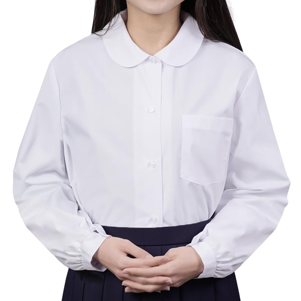 Amazon.co.jp: スクール オフィス 丸襟 抗菌防臭 ノーアイロン