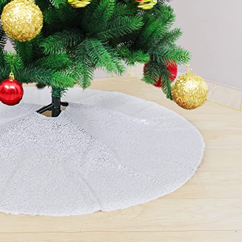 Partisout Sequin Tree Skirt Glitter Christmas Tree Skirt Cotton Tree Skirt Colorful Christmas Tree Skirt Tree Skirt For Halloween (48 In, White) #TOP9