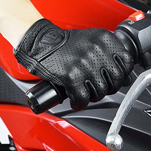 Image of THE Style Sutra Leather Motorbike Gloves Summer Full Finger Touchscreen for Men Women M
