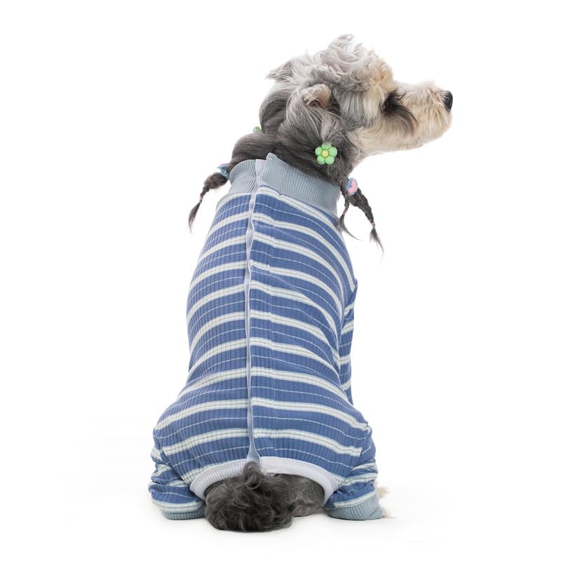 Image of Dog Surgery Recovery Suit for Small Dogs, 4-Legged Dog Onesie After Surgery with Back Snaps, Breathable Cotton Spay and Neuter Bodysuit for Female and Male Dogs