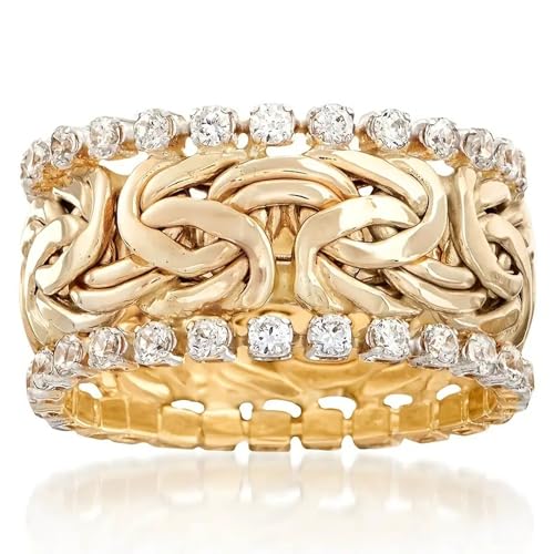 Yellow Gold Plated Wedding Band Ring, CZ Statement 11MM Wide Band Engagement Promise Ring for Women Jewelry2