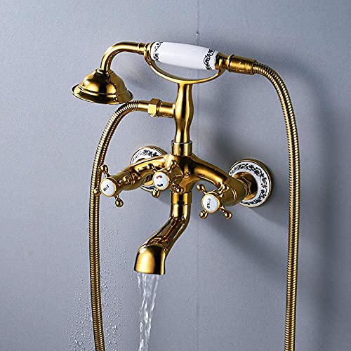 Ensemble de douche en laiton doré pour créer une ambiance spa relaxante à la maison