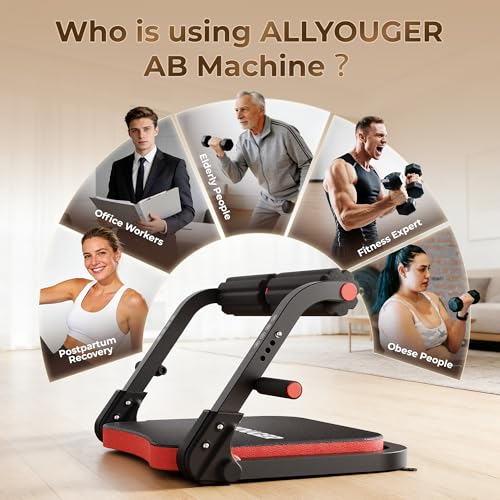 Image of Ab Machine,Sit Up Exercise Equipment& Core Machine,Adjustable Ab Trainer with 3 Resistance Levels and Removable Auxiliary Handle,perfect for home workouts and those looking to lose weight