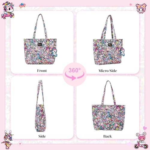 Image of tokidoki Large Tote Bag with Unicorno Keychain Laptop Travel Bag Shoulder Work Tote Weekender Bag Handbag for Women