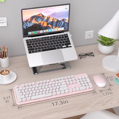 Image of UBOTIE Colorful Wireless Keyboard and Mouse Combo (Pink-White)
